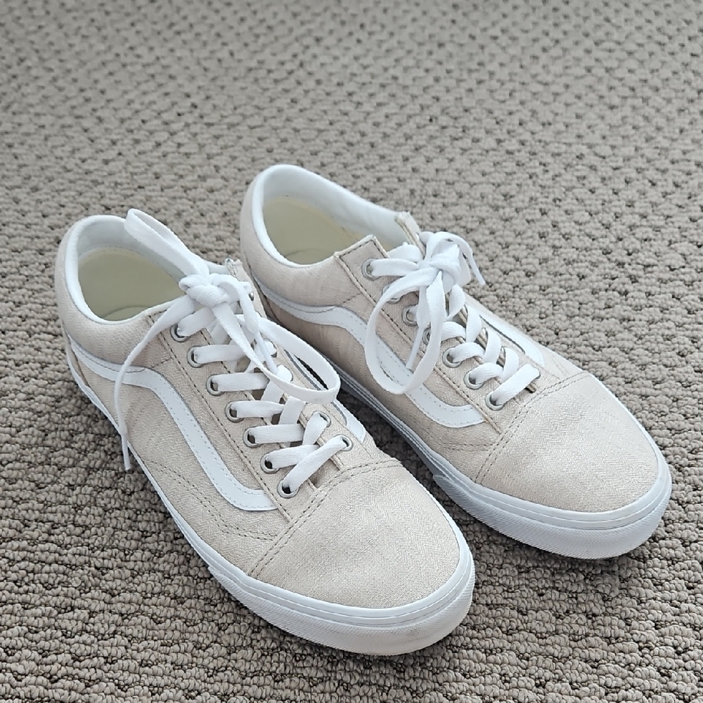 Beige and White Vans